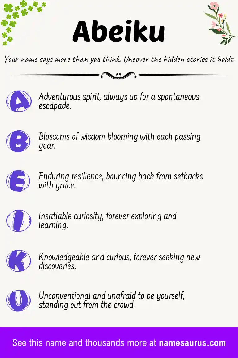 Acrostic poem about Abeiku.