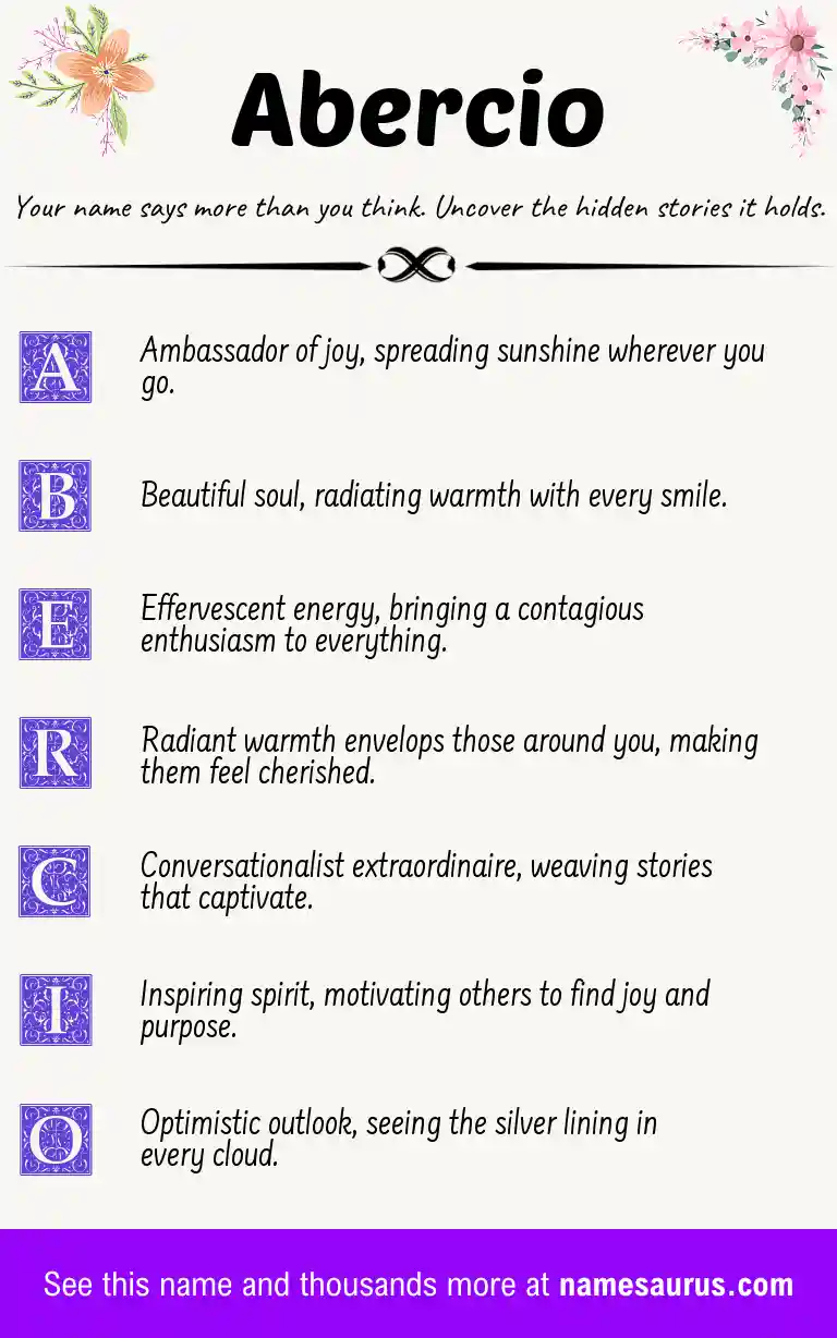 Acrostic poem about Abercio.