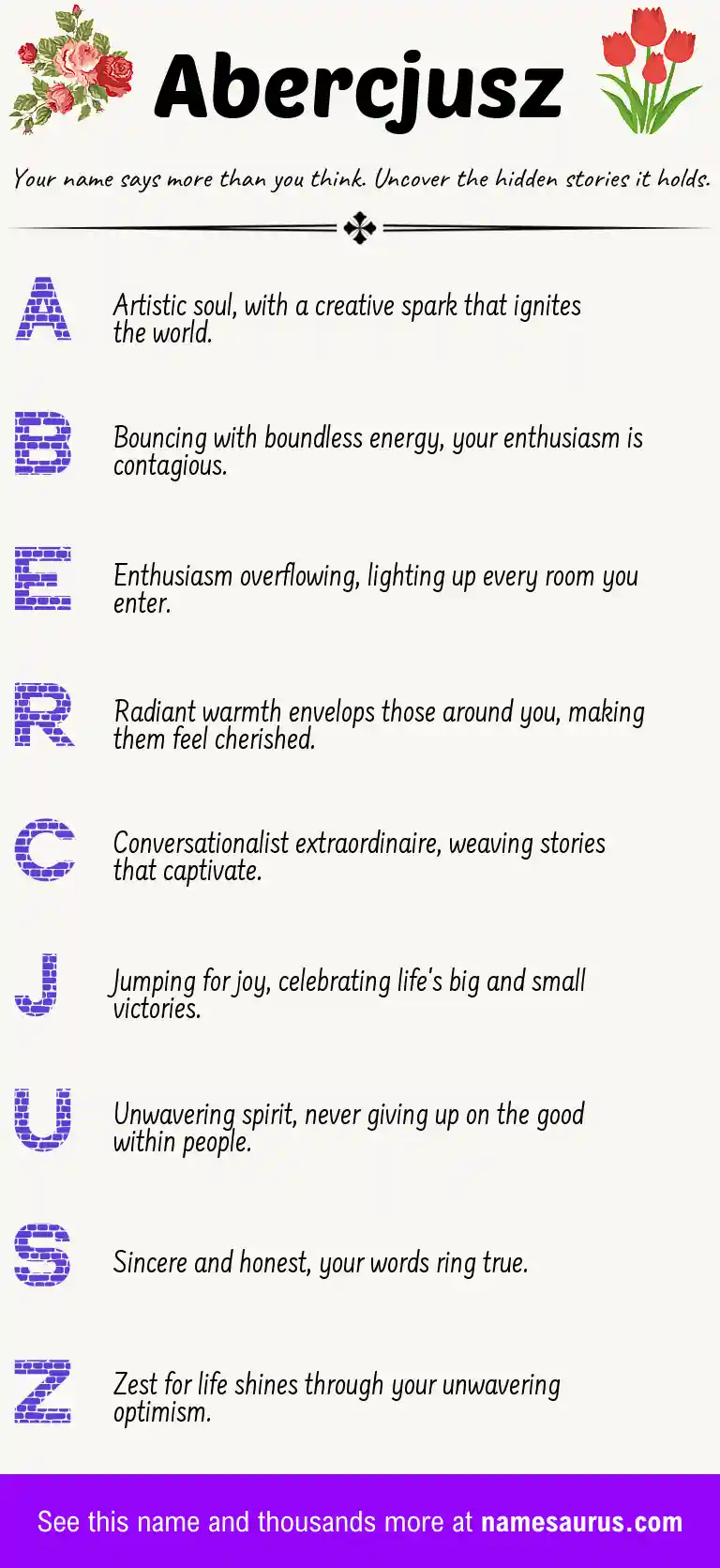 Acrostic poem about Abercjusz.