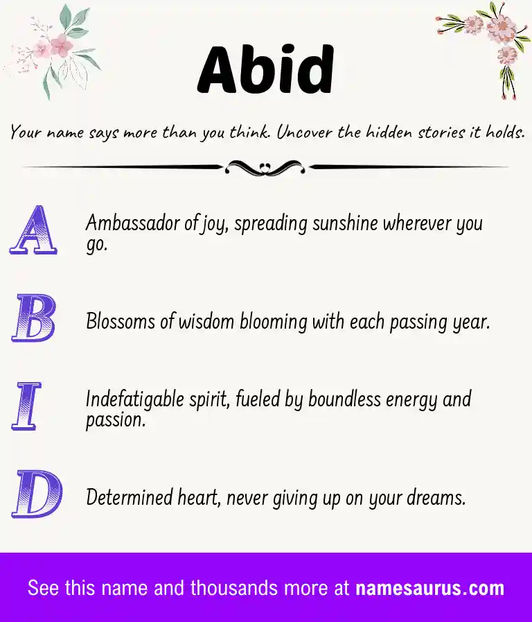 Acrostic poem about Abid.