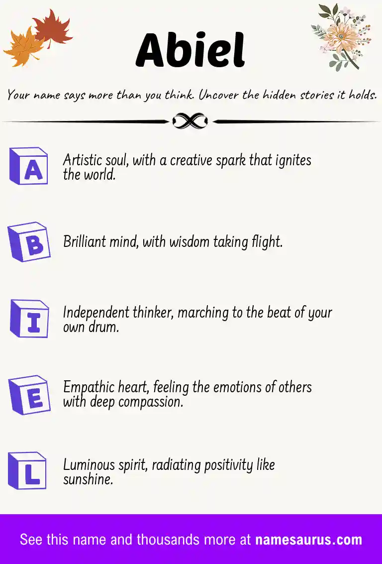 Acrostic poem about Abiel.