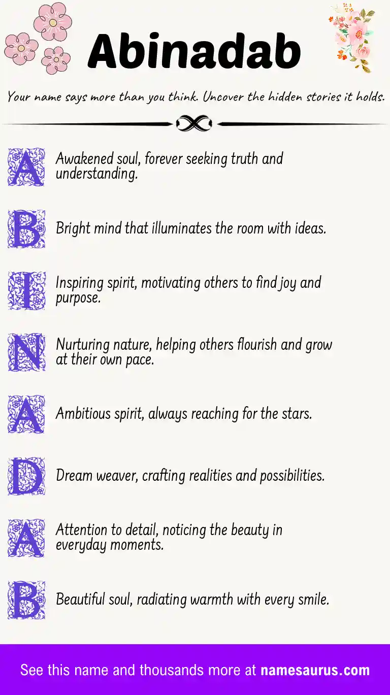 Acrostic poem about Abinadab.