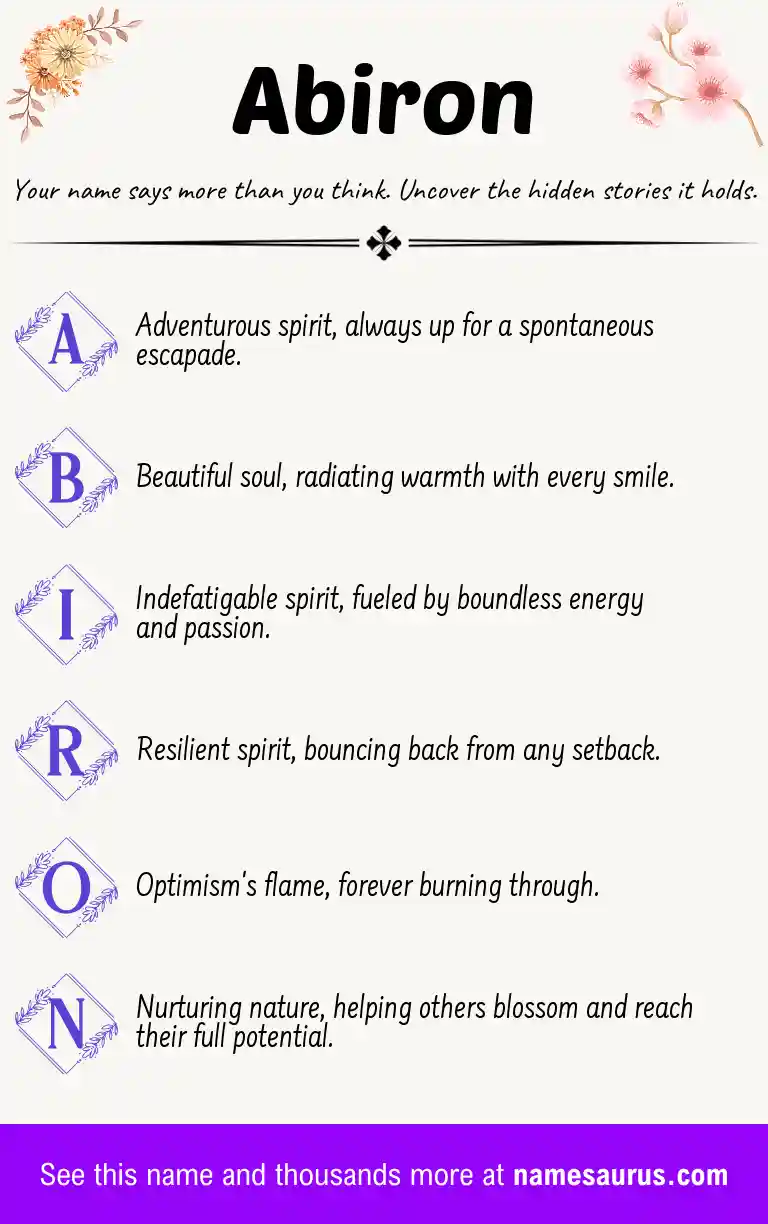Acrostic poem about Abiron.