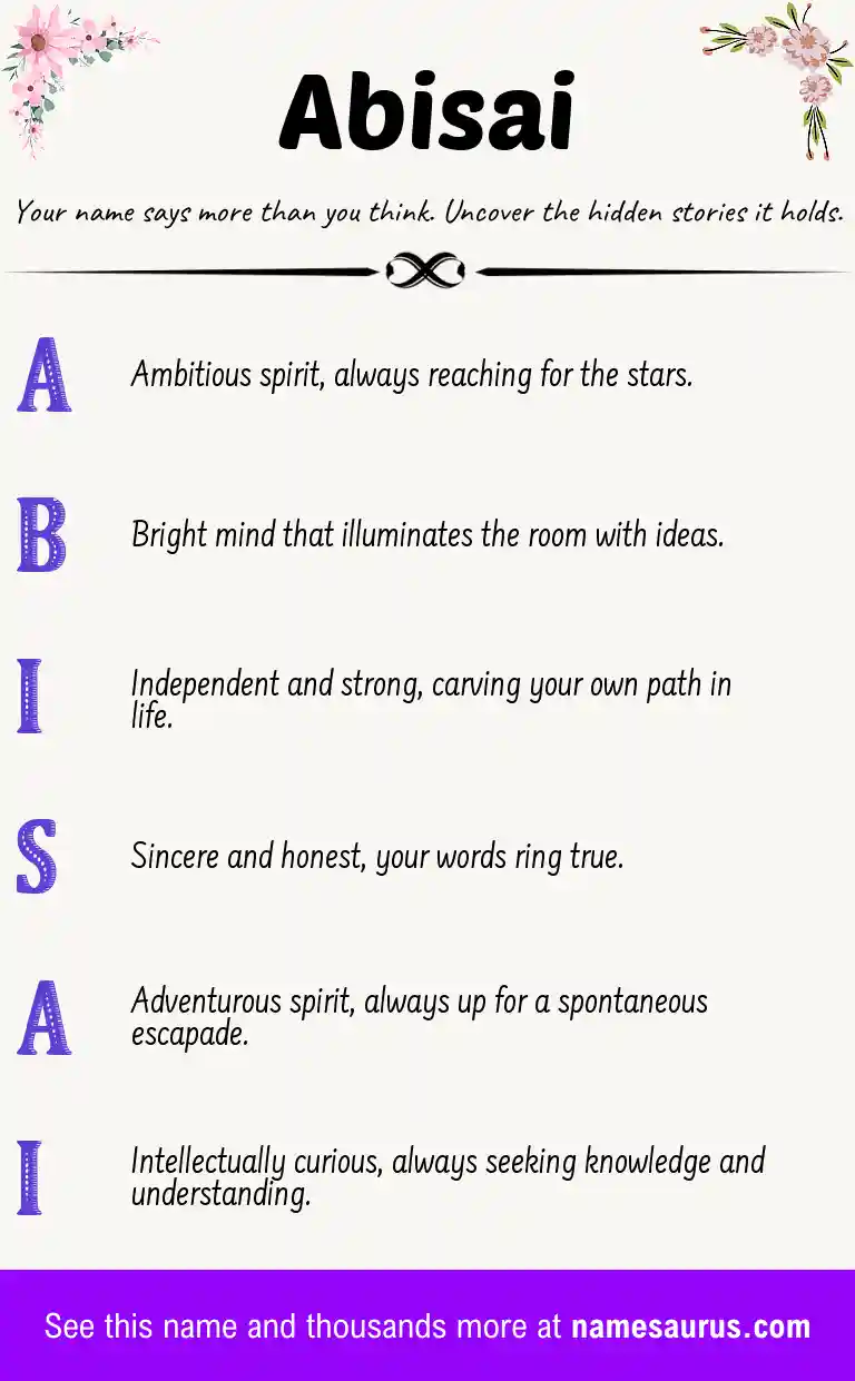Acrostic poem about Abisai.