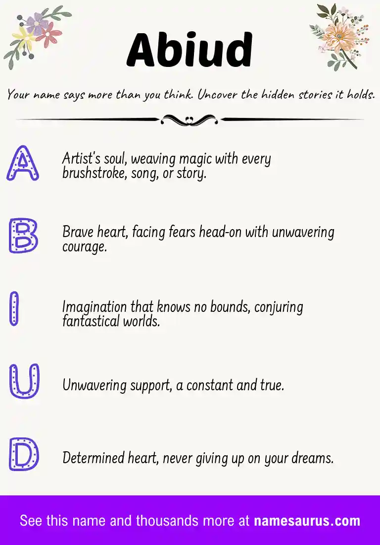 Acrostic poem about Abiud.