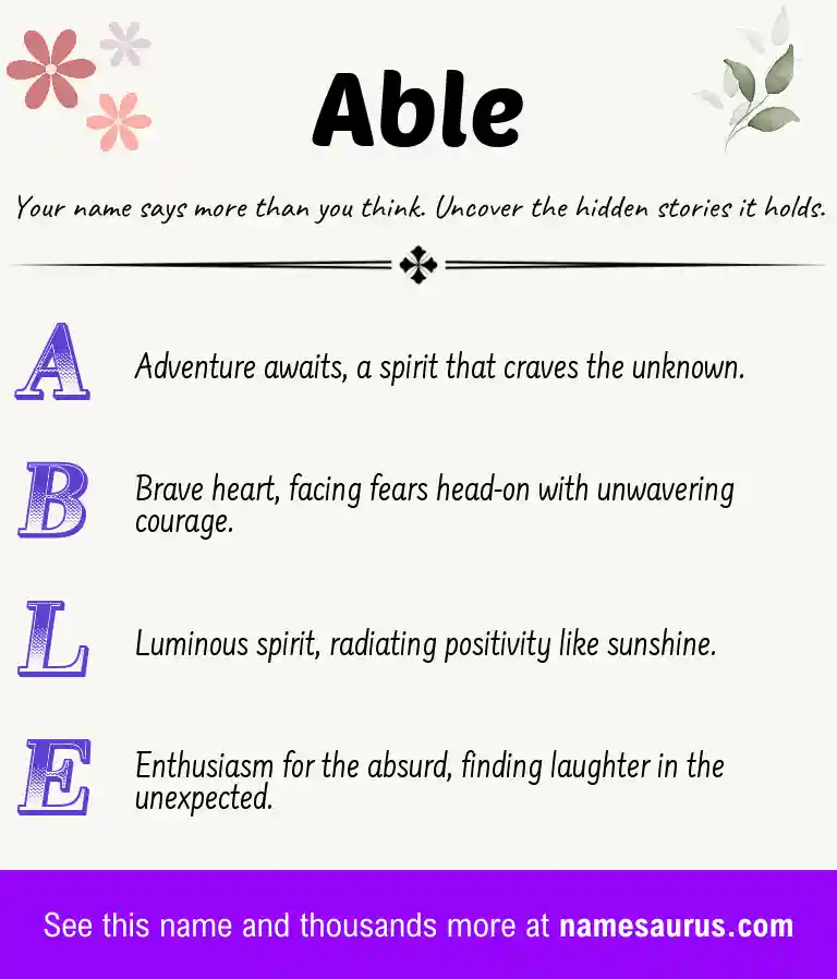 Acrostic poem about Able.