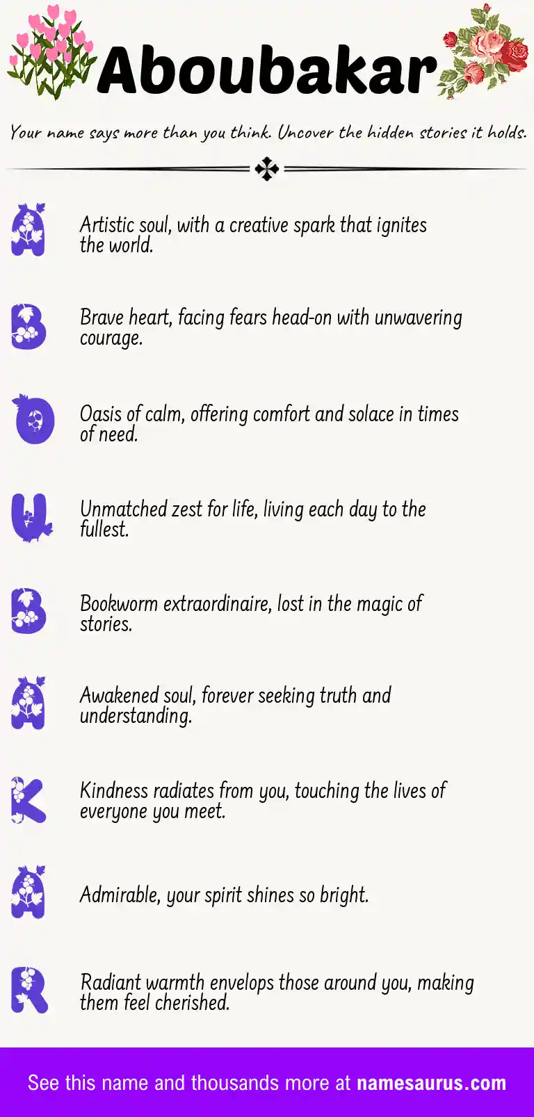 Acrostic poem about Aboubakar.