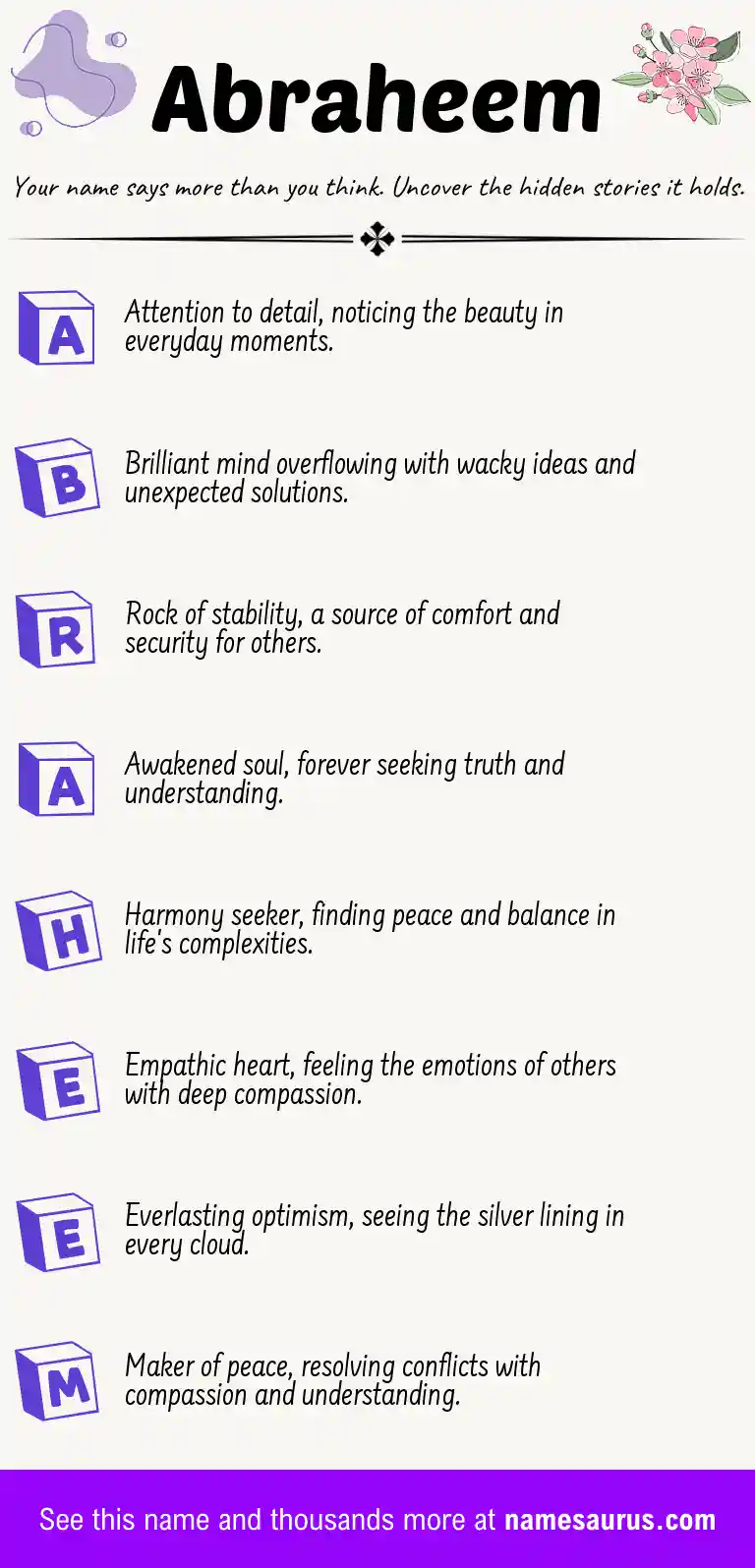 Acrostic poem about Abraheem.