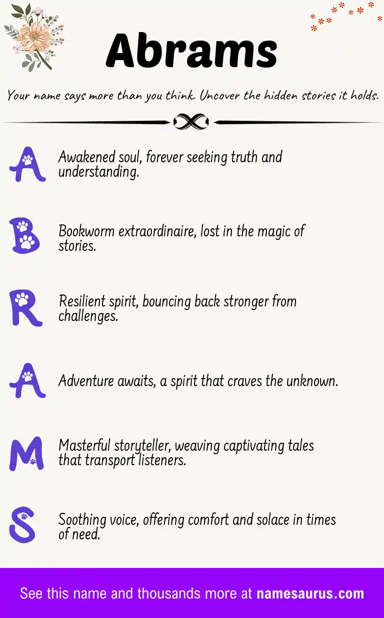 Acrostic poem about Abrams.