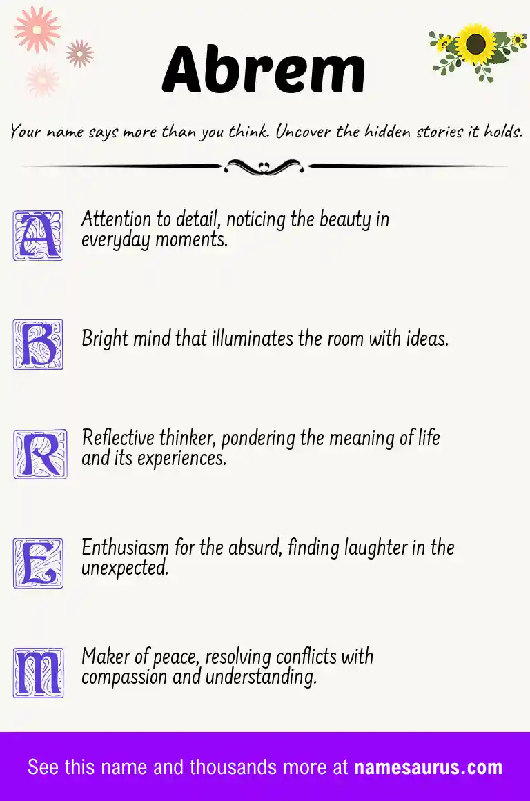 Acrostic poem about Abrem.