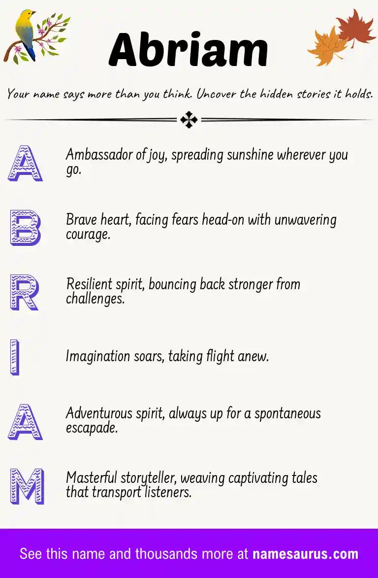 Acrostic poem about Abriam.