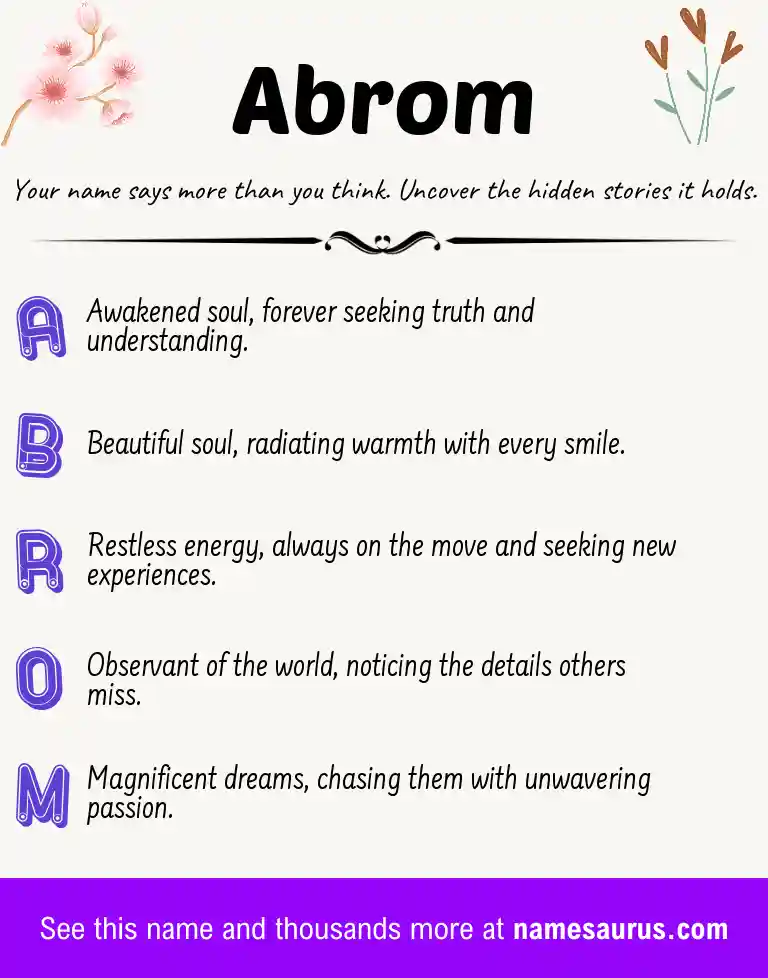 Acrostic poem about Abrom.