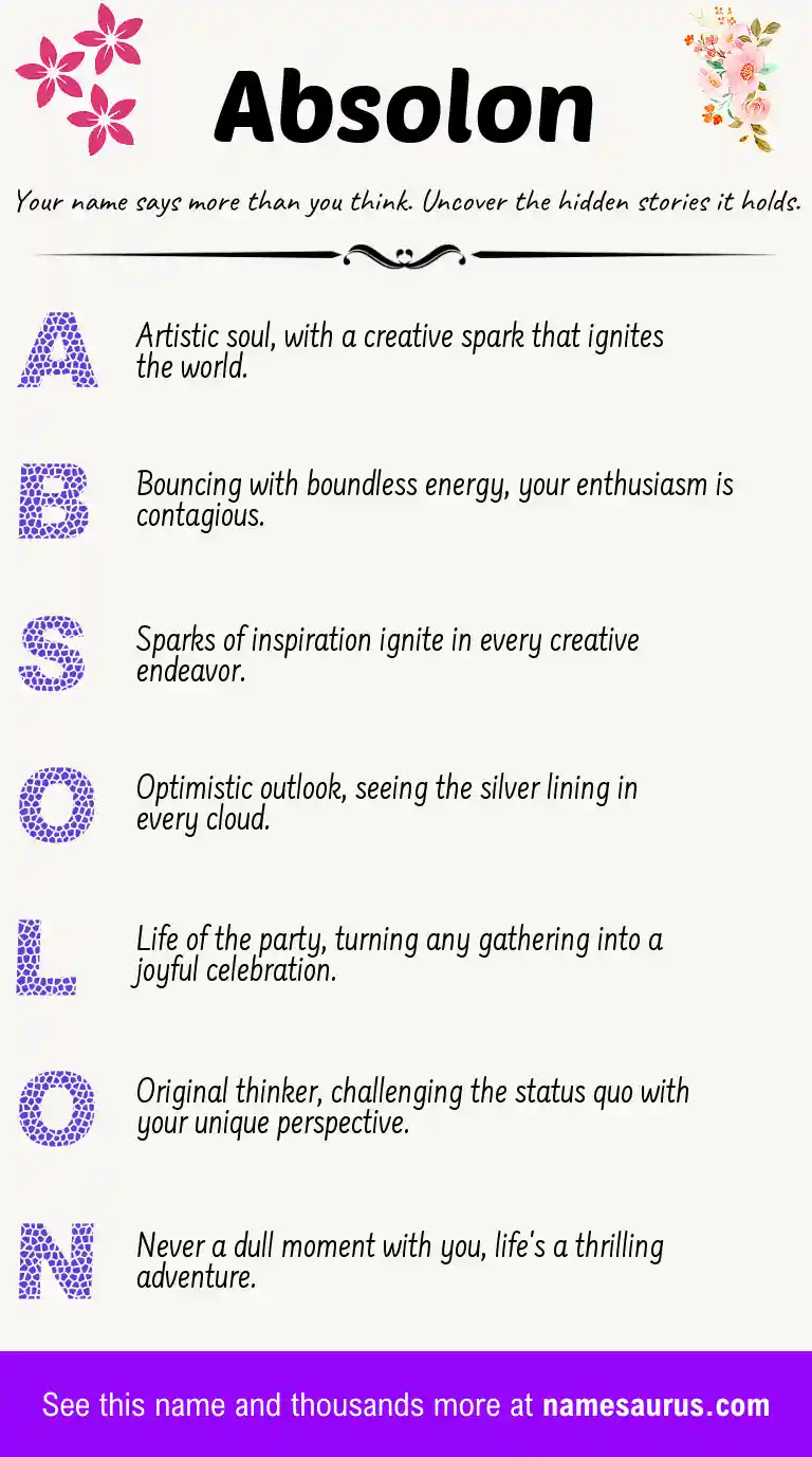 Acrostic poem about Absolon.