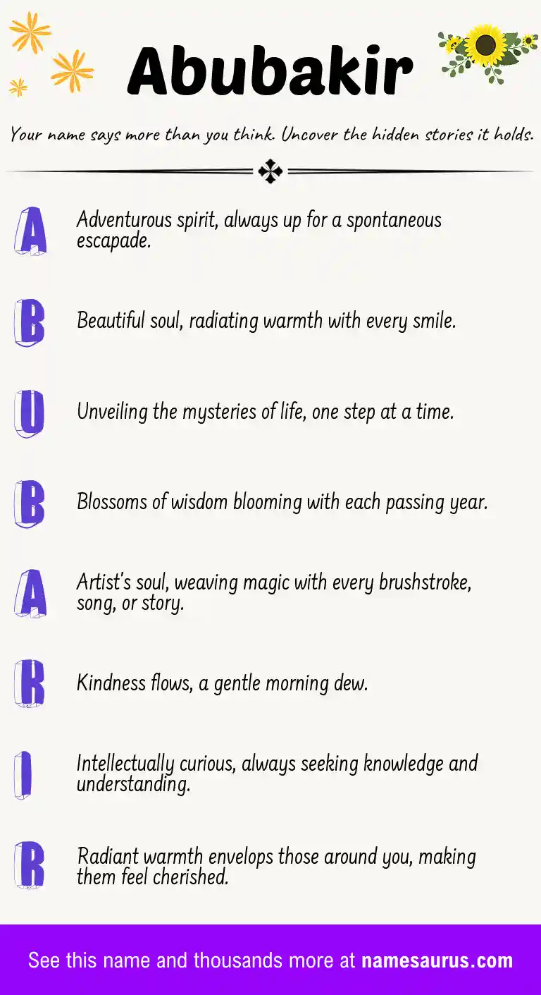 Acrostic poem about Abubakir.