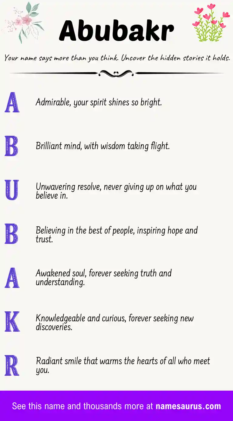 Acrostic poem about Abubakr.