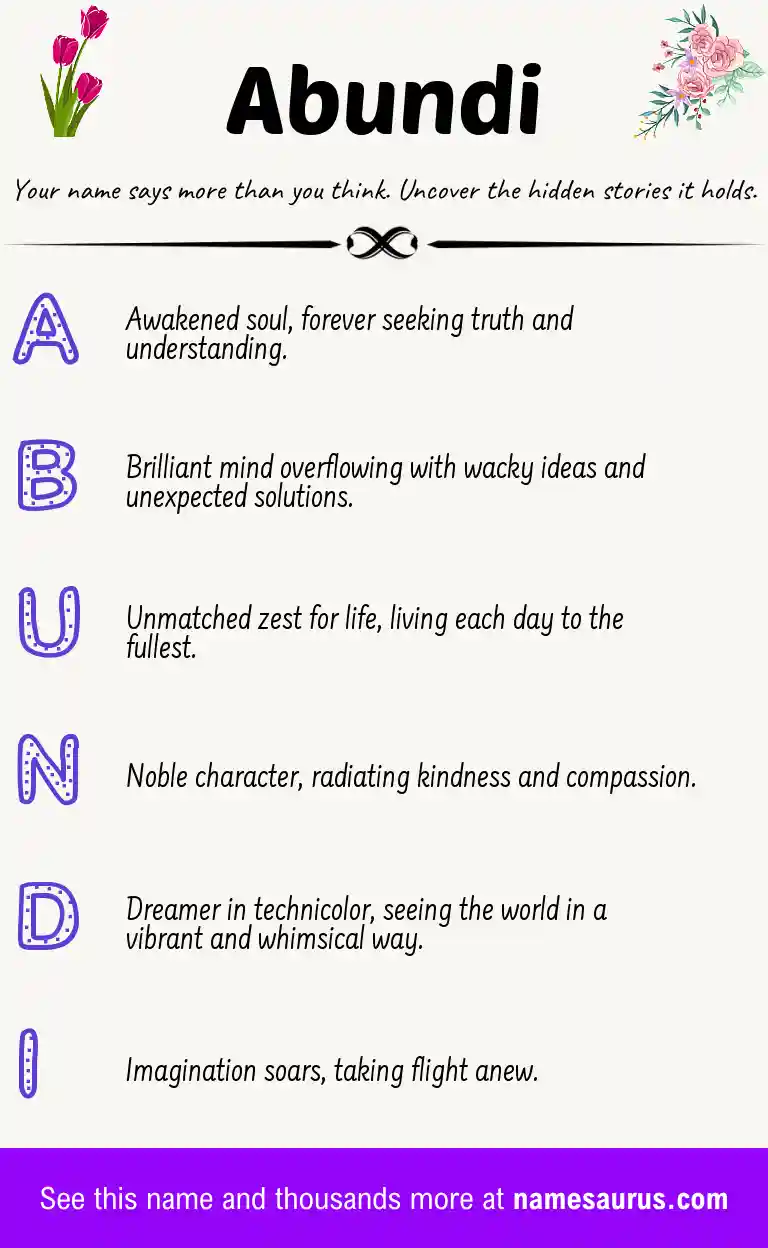 Acrostic poem about Abundi.