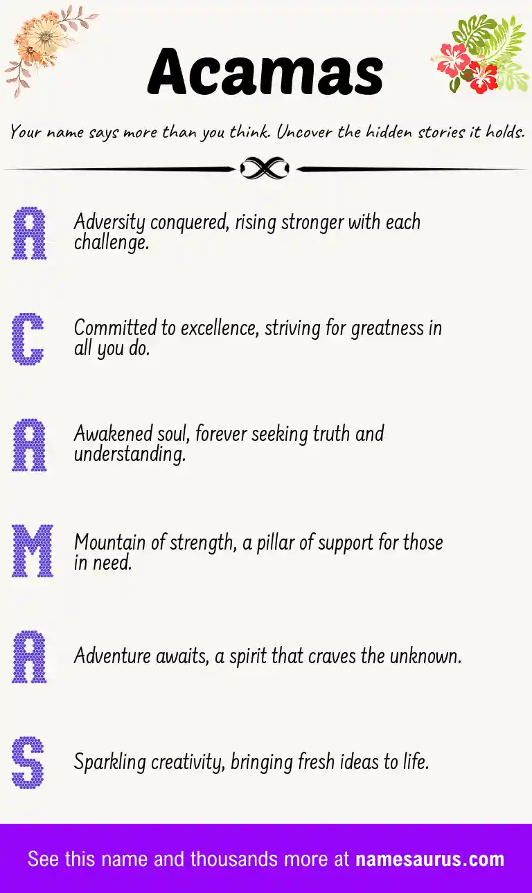 Acrostic poem about Acamas.