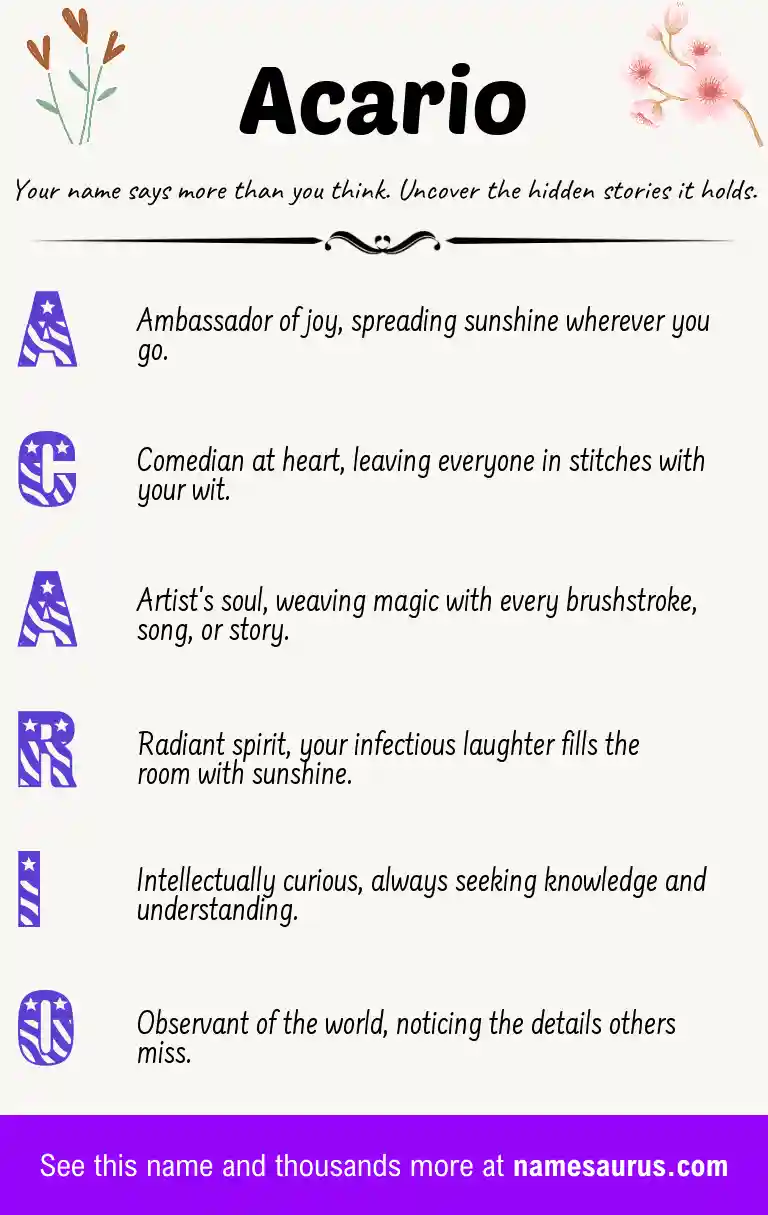 Acrostic poem about Acario.