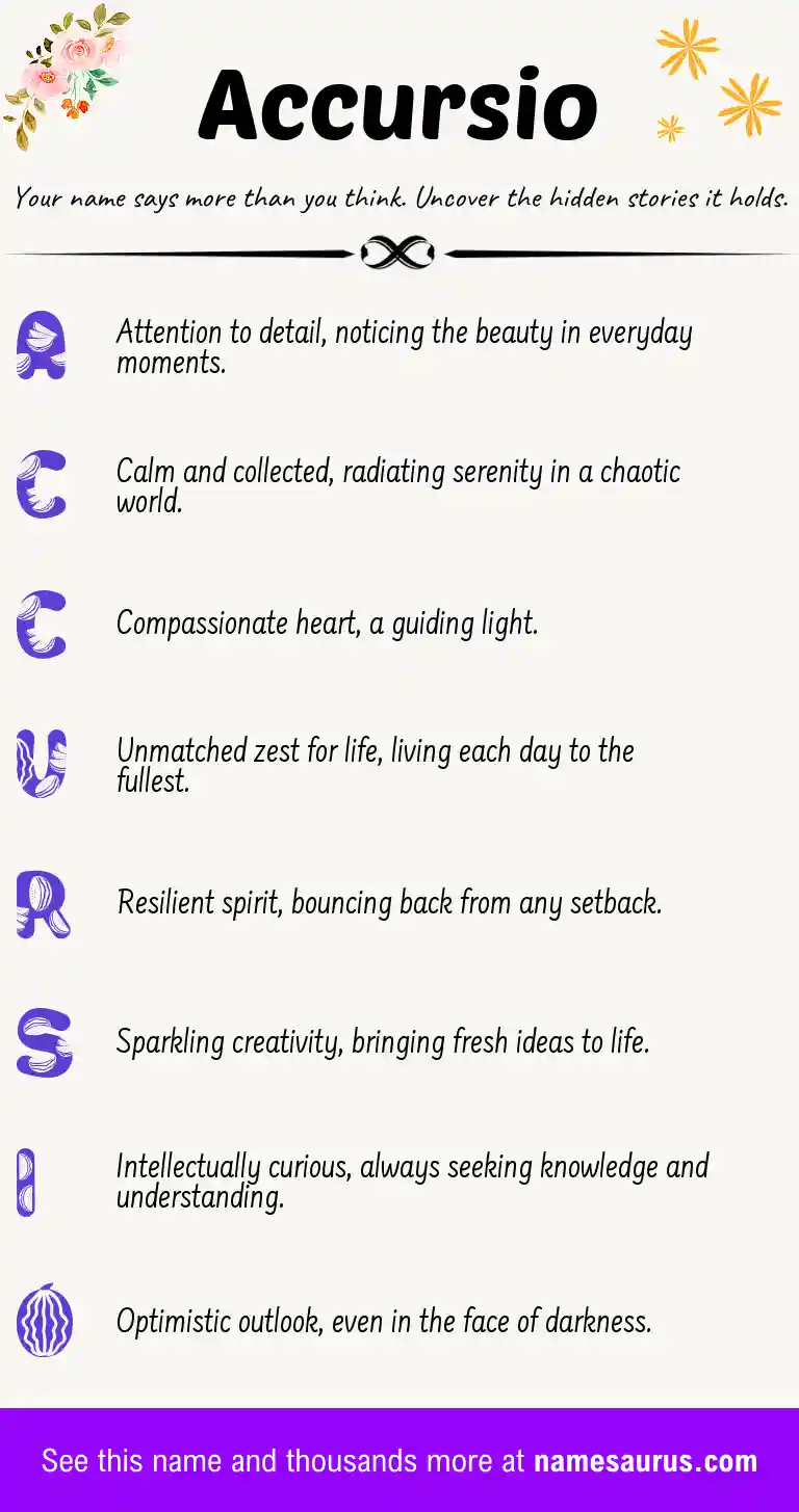 Acrostic poem about Accursio.