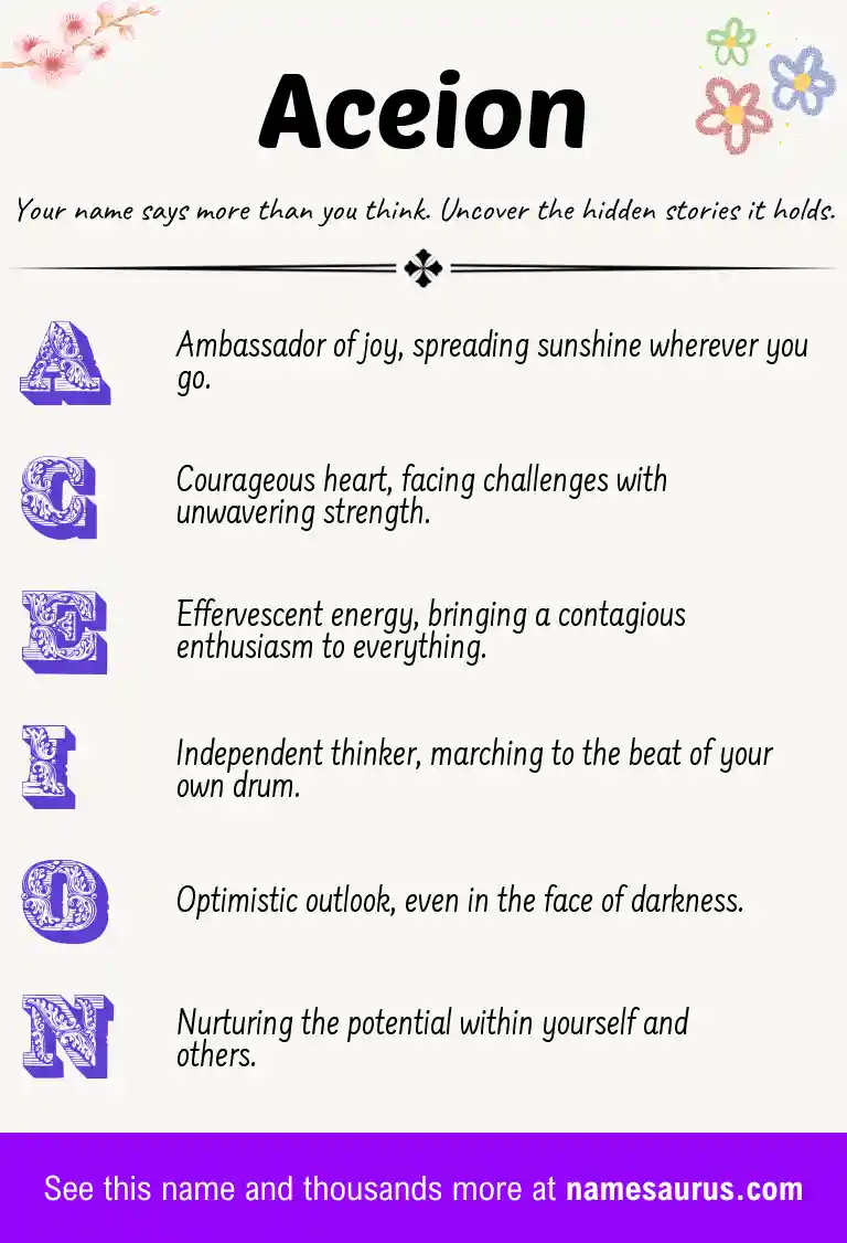 Acrostic poem about Aceion.