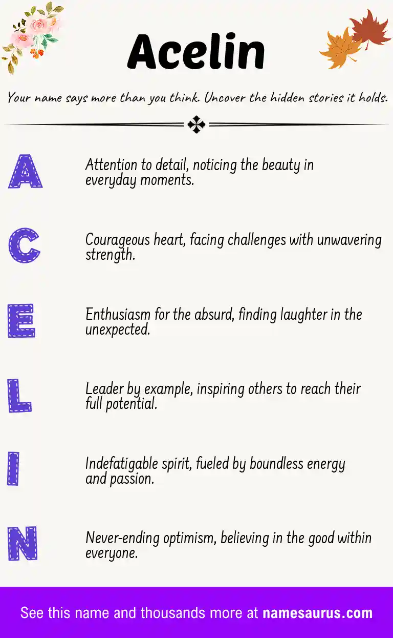 Acrostic poem about Acelin.