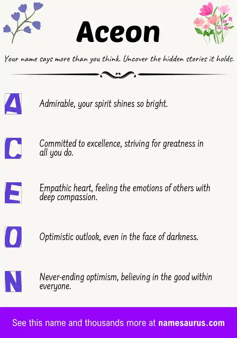 Acrostic poem about Aceon.