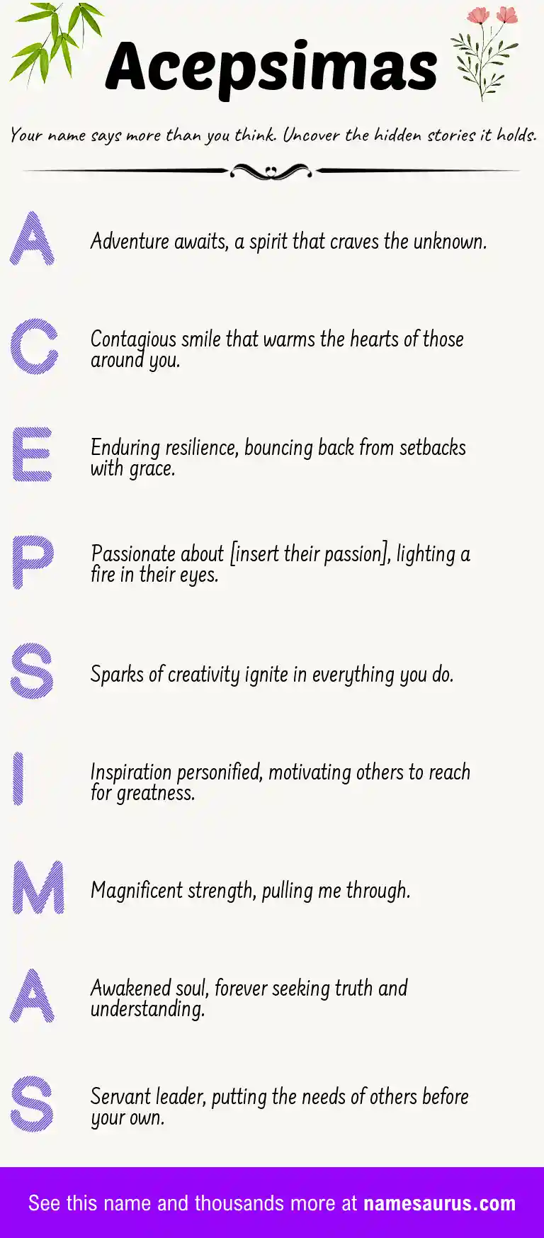 Acrostic poem about Acepsimas.