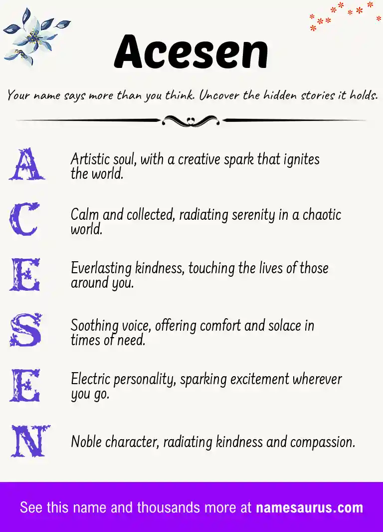 Acrostic poem about Acesen.