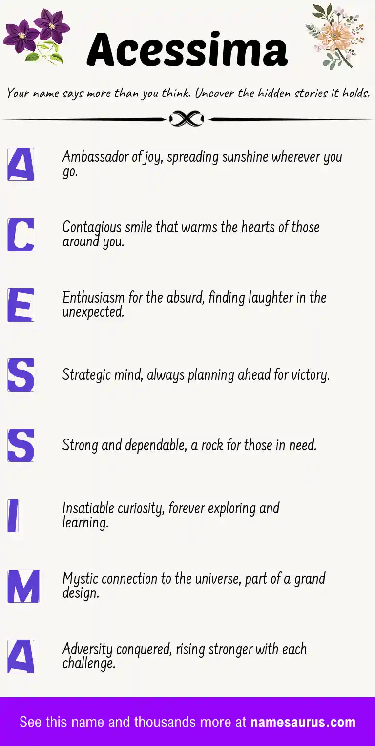 Acrostic poem about Acessima.
