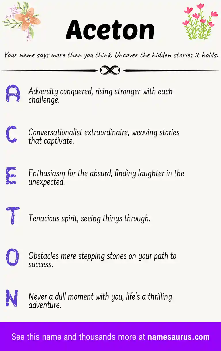 Acrostic poem about Aceton.