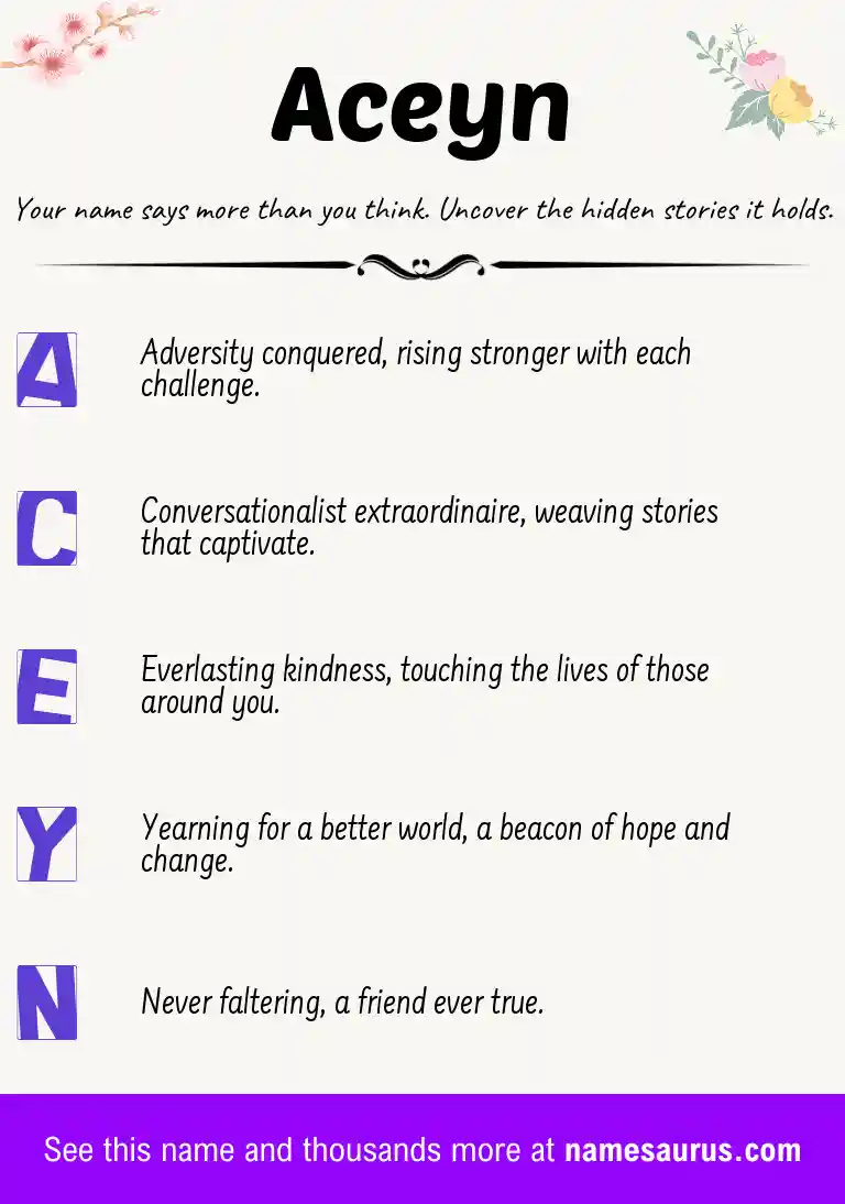 Acrostic poem about Aceyn.