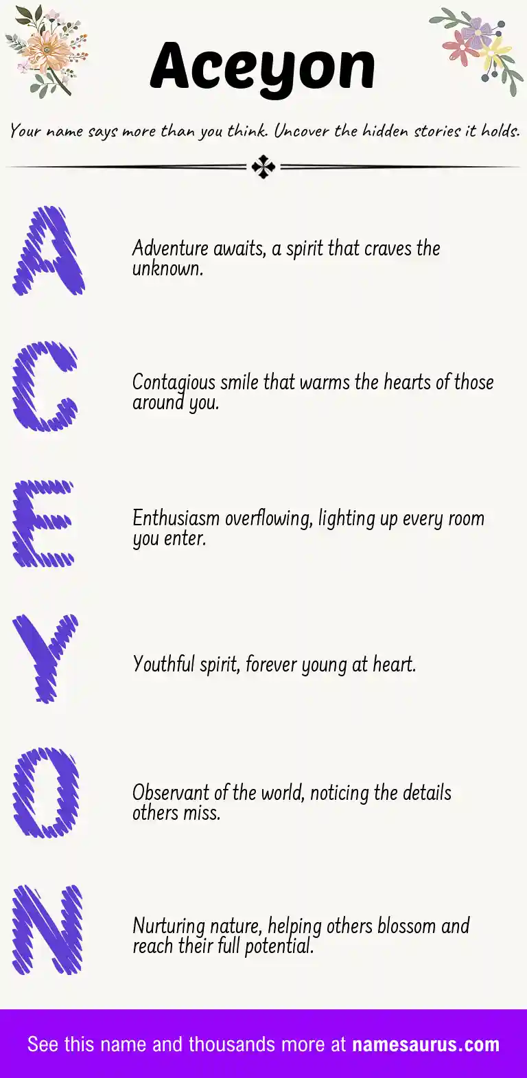 Acrostic poem about Aceyon.