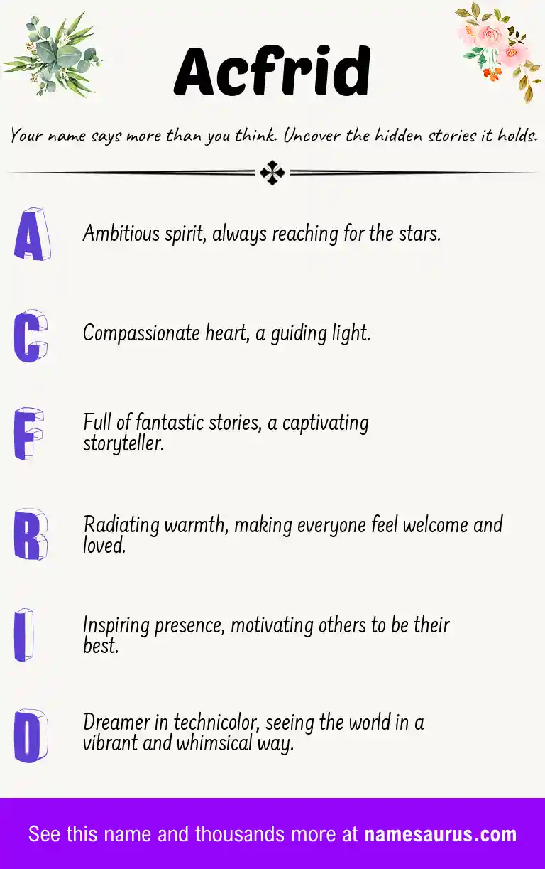Acrostic poem about Acfrid.