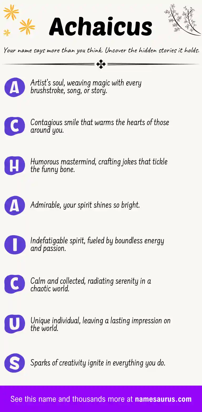 Acrostic poem about Achaicus.
