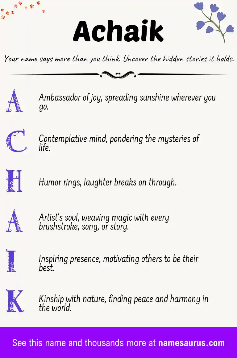 Acrostic poem about Achaik.
