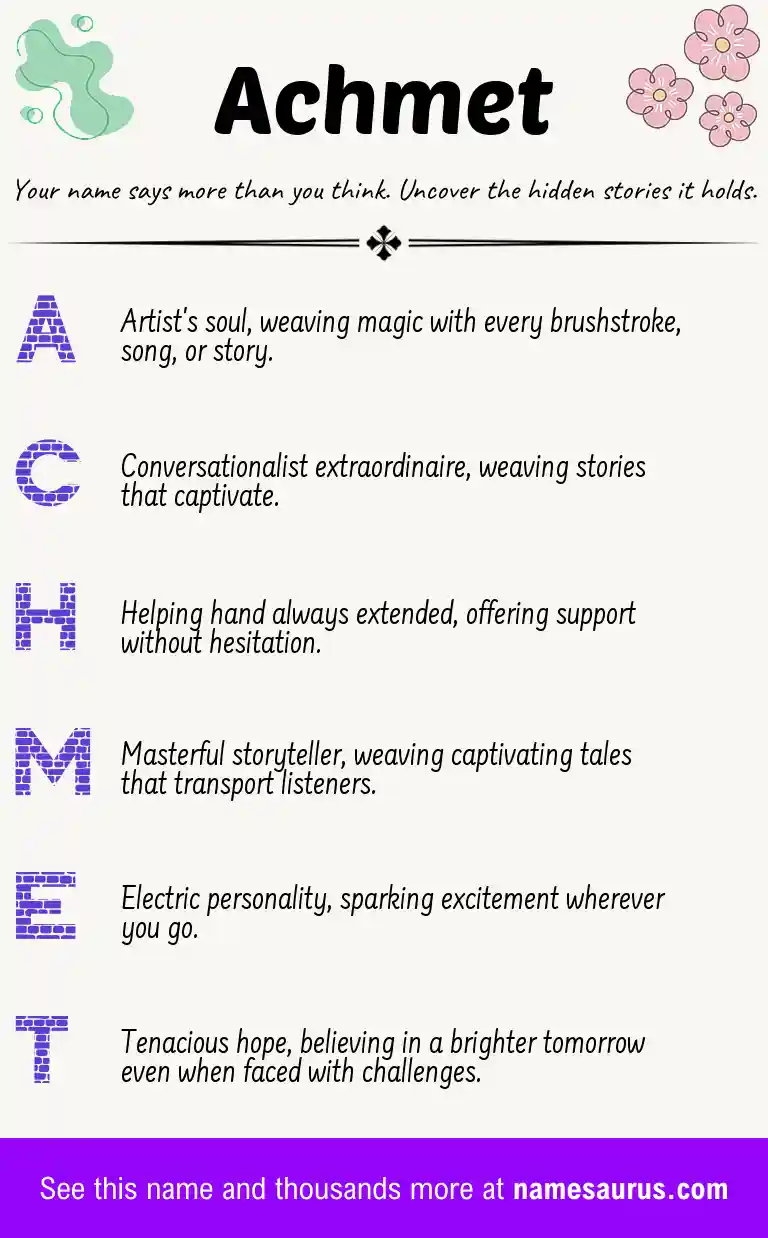 Acrostic poem about Achmet.