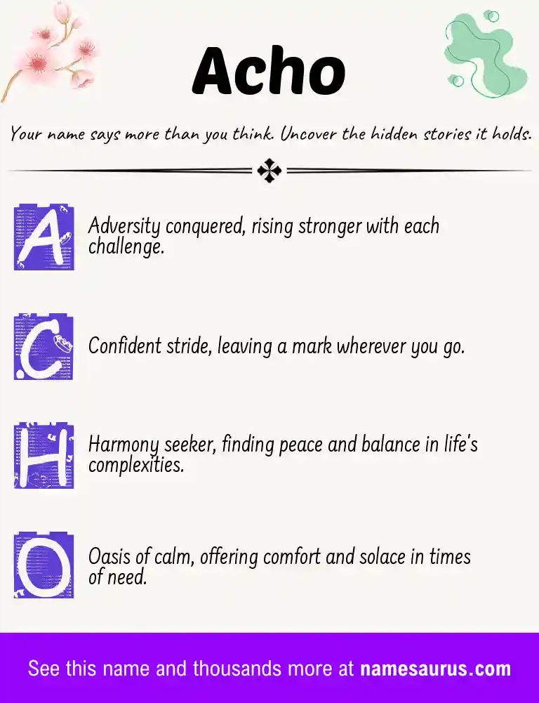 Acrostic poem about Acho.