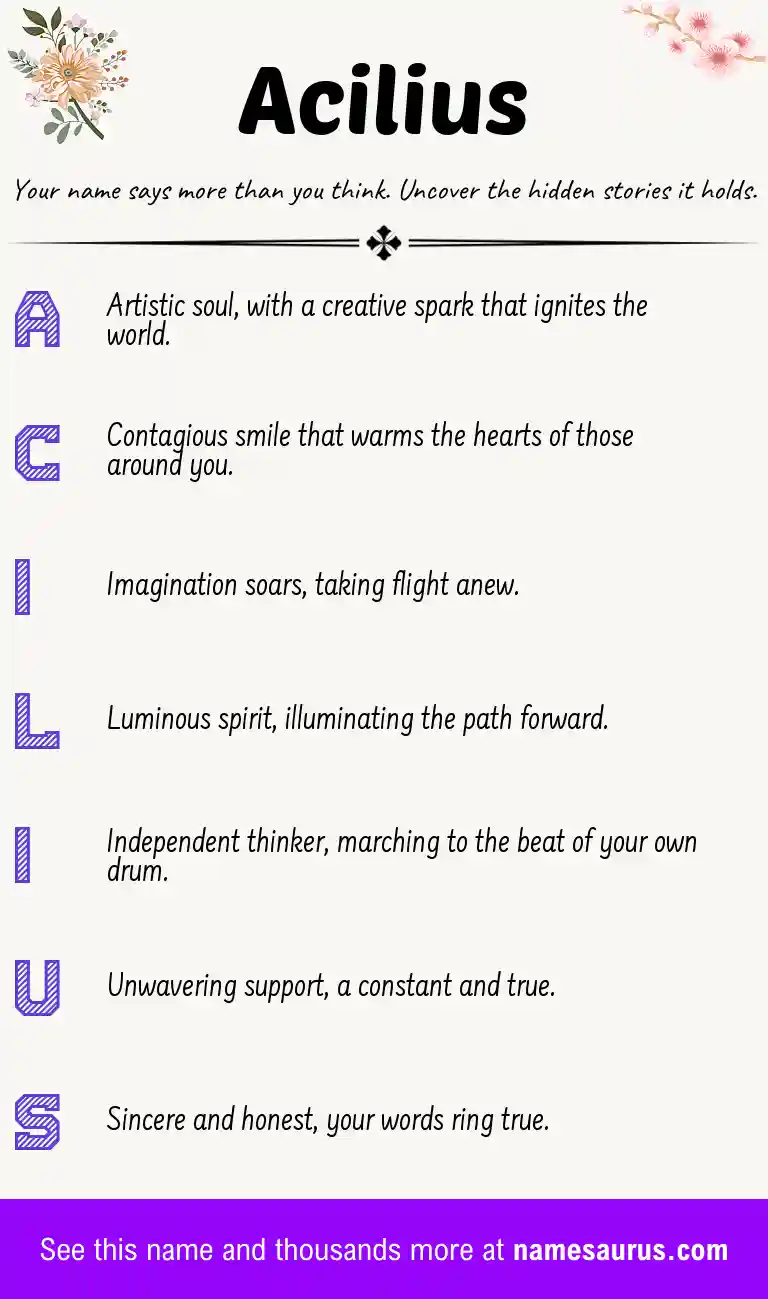 Acrostic poem about Acilius.