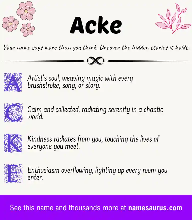 Acrostic poem about Acke.