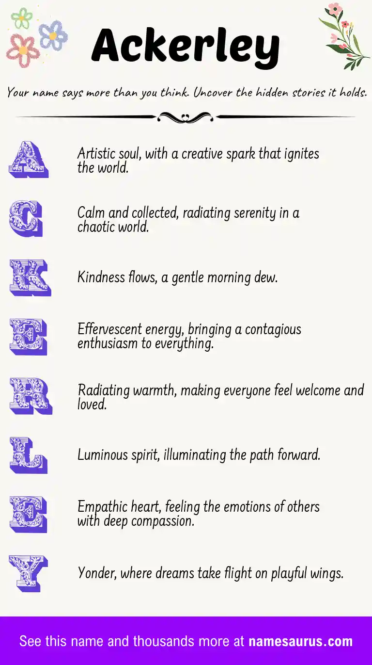 Acrostic poem about Ackerley.