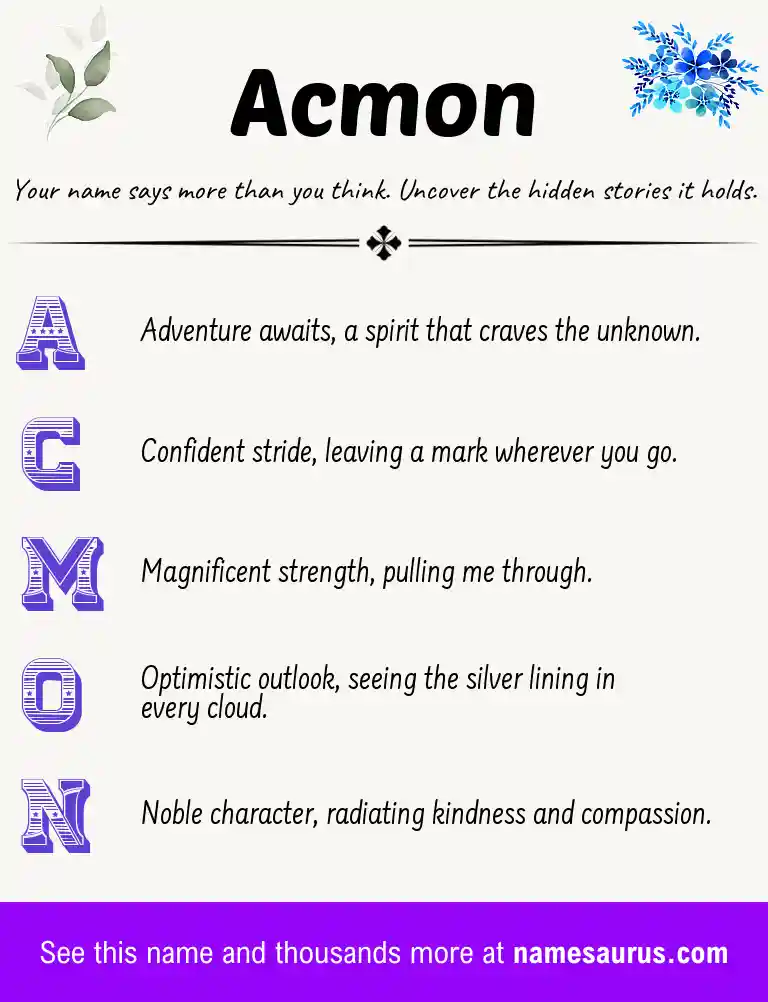 Acrostic poem about Acmon.