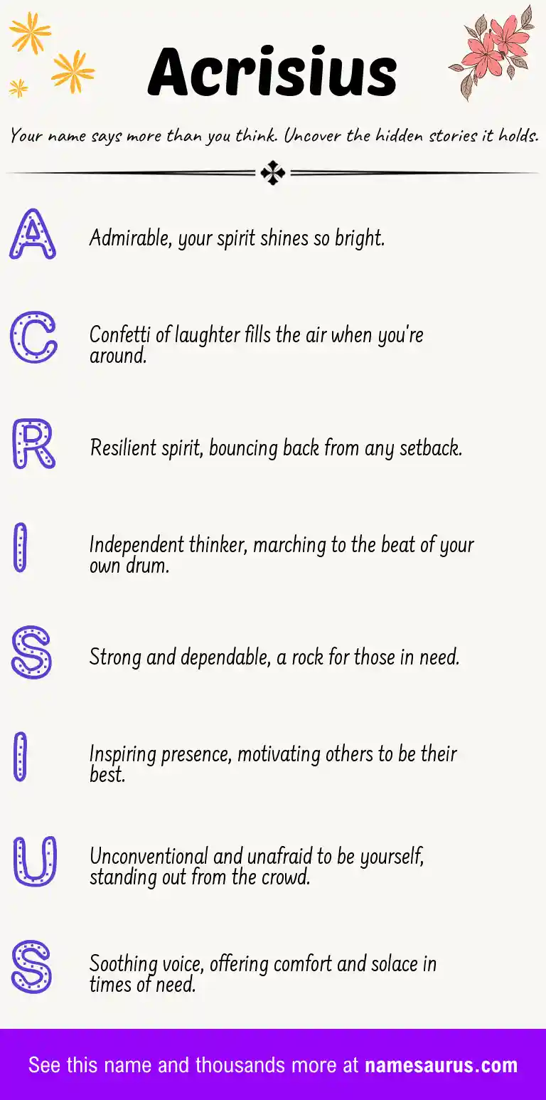 Acrostic poem about Acrisius.