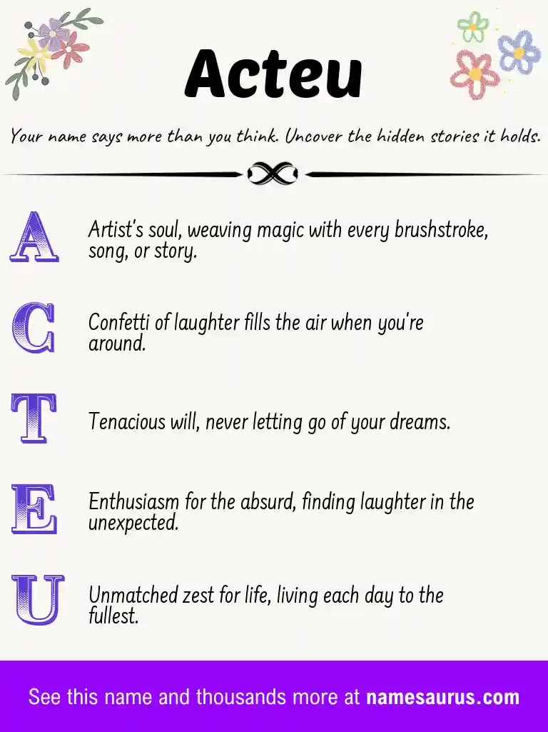 Acrostic poem about Acteu.