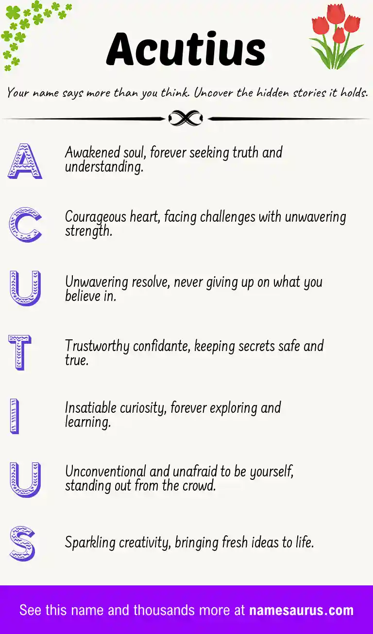 Acrostic poem about Acutius.