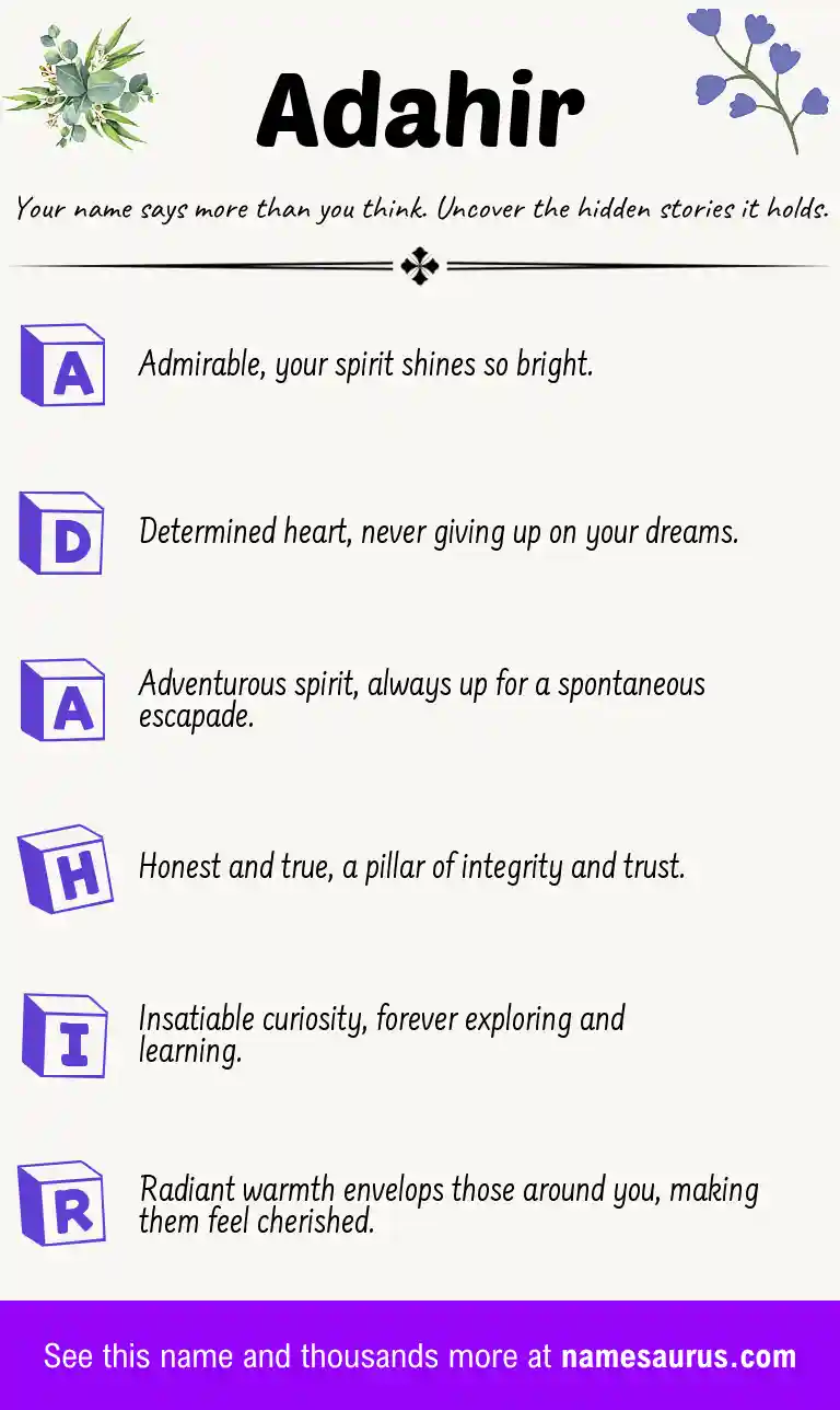 Acrostic poem about Adahir.