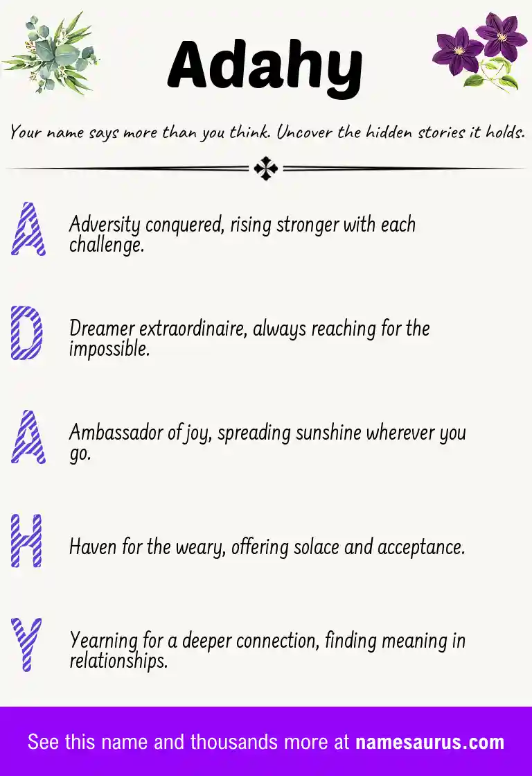 Acrostic poem about Adahy.