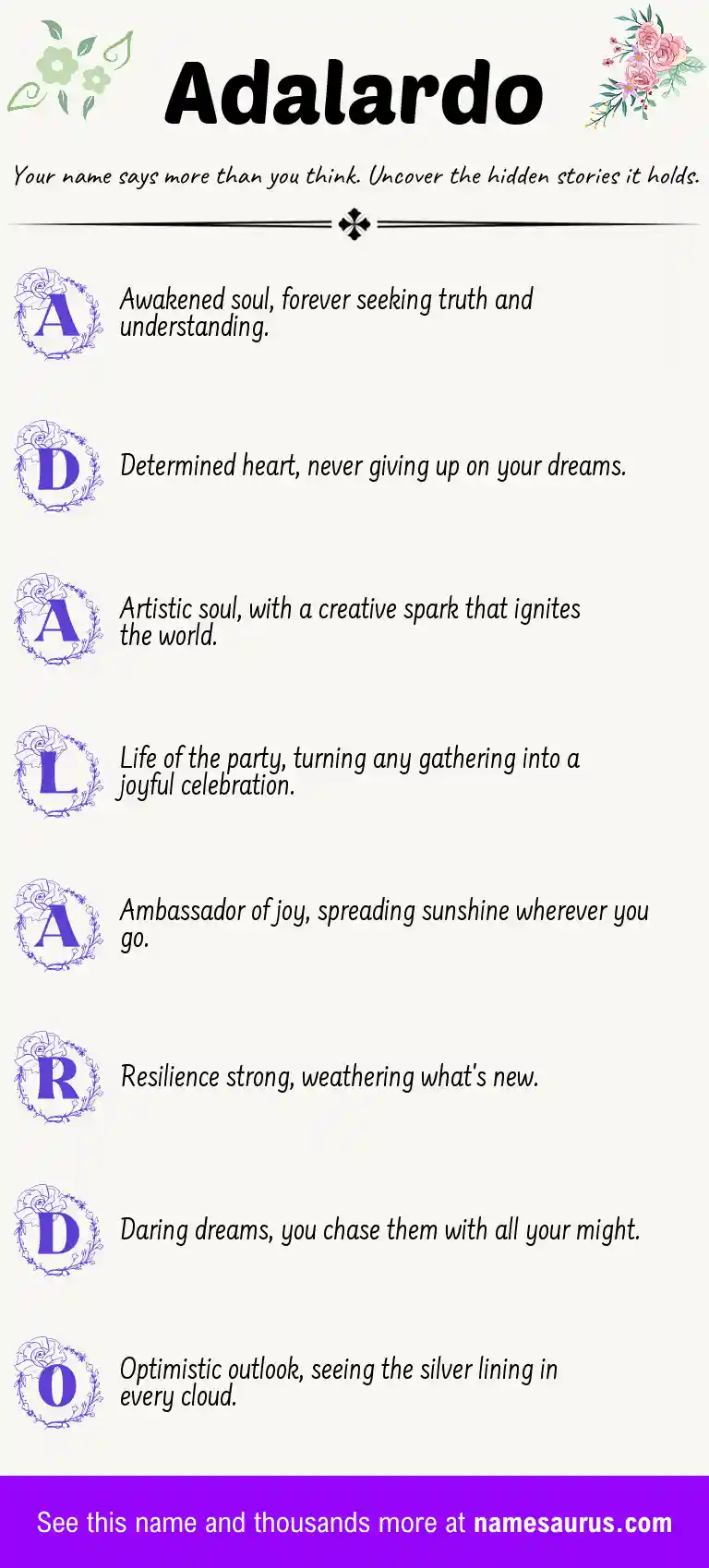 Acrostic poem about Adalardo.
