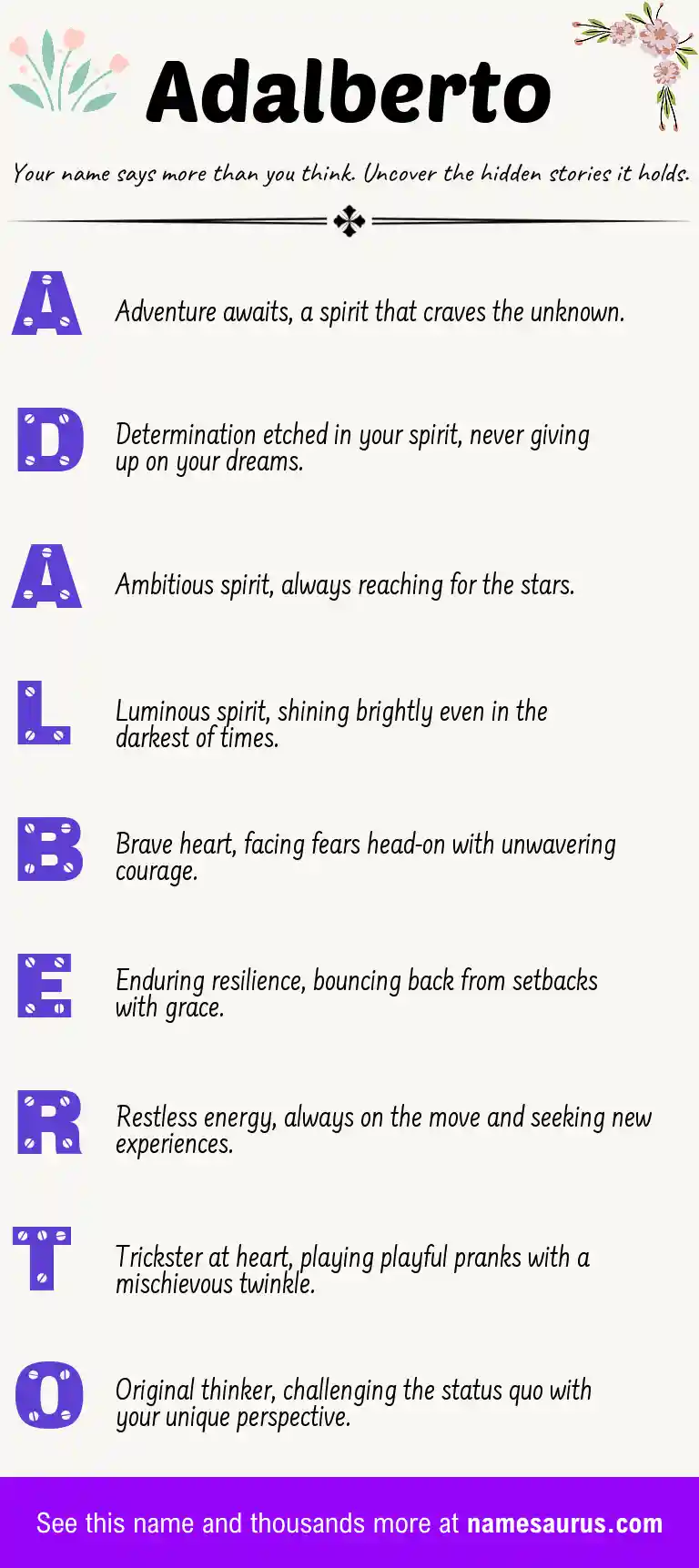 Acrostic poem about Adalberto.