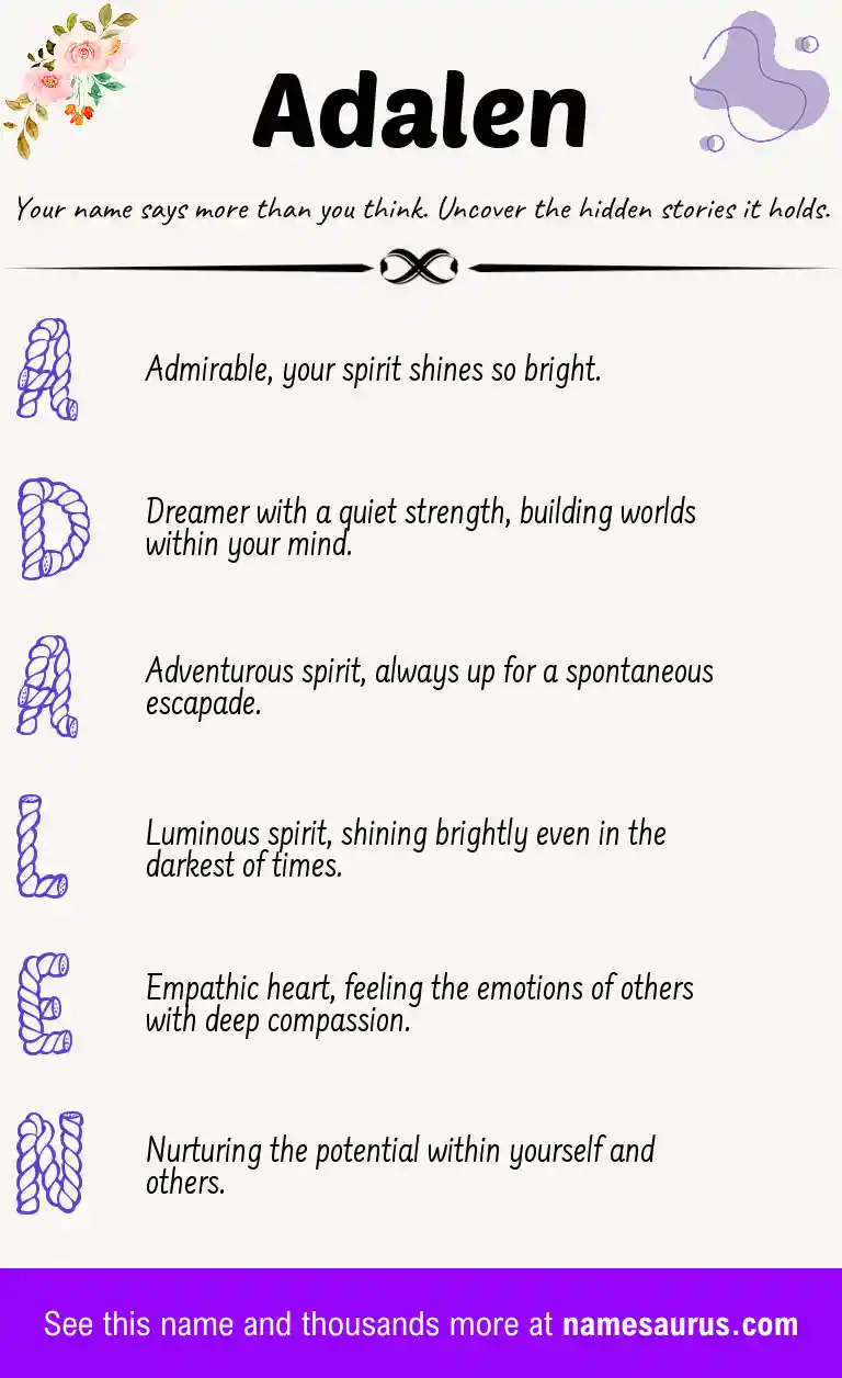 Acrostic poem about Adalen.