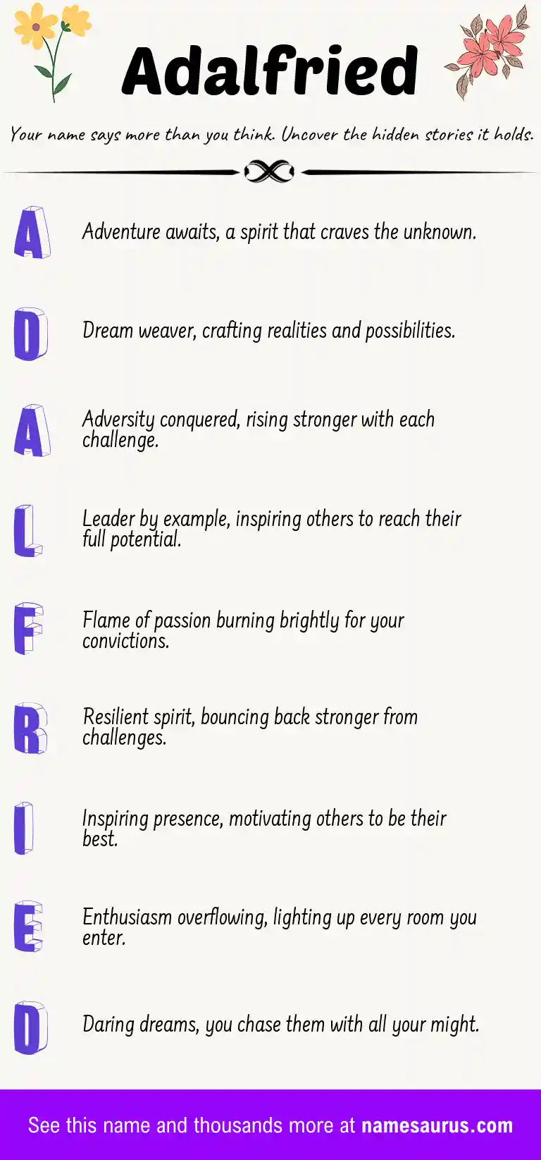Acrostic poem about Adalfried.